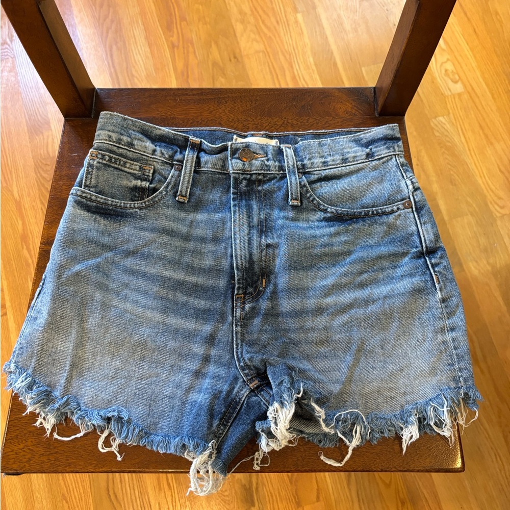 Madewell Distressed Blue Denim Shorts